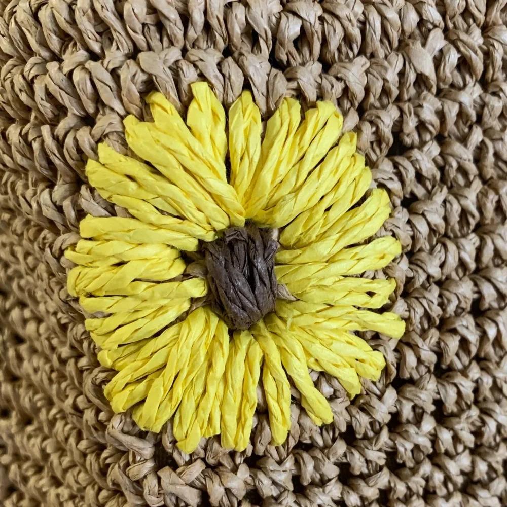 Khaki Flower Decor Straw Hat
